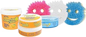 Scrub Daddy Household Cleaning Supplies Bundle - PowerPaste Cleaning Putty, Tangerine Clean Multi Surface Cleaner, PowErase Gel All Purpose Cleaner & 3 Scrub Mommy Sponges (3 Pastes & 3 Sponges)