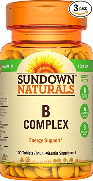 Sundown Naturals® Vitamin B Complex 100% RDV, 100 Tablets ( Pack of 3 )