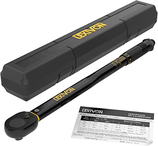 LEXIVON 1/2-Inch Drive Click Torque Wrench 10-150 Ft-Lb/13.6-203.5 Nm (LX-183)