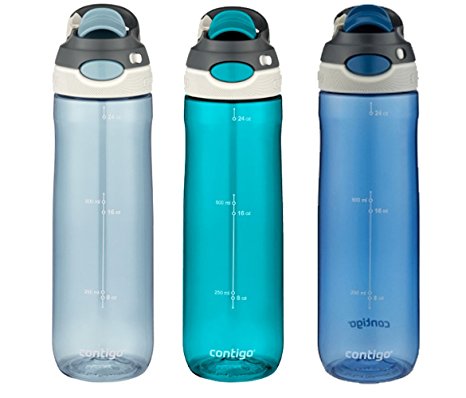 Contigo AUTOSPOUT Water Bottles, 24oz, Monaco/Scuba/Stormy Weather, 3-Pack