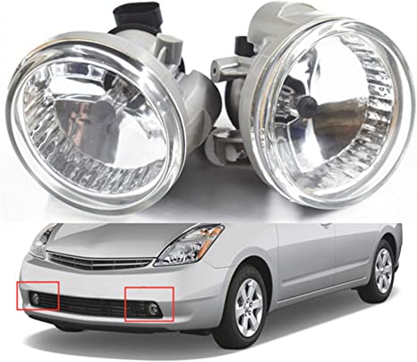 munirater 2-Pack Clear Lens Fog Lamps Replacement for 2004-2007 Toyota Highlander Echo Prius Driver and Passenger Side 8121152070, 8122152070, TO2592119, TO2593119