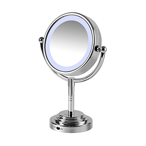 Carmen C85001 Battery Operated Dual Sided LED Lit Mirror - Silver