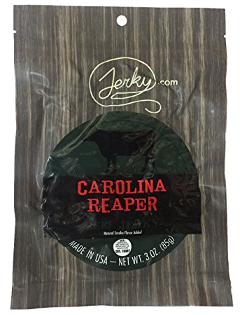 Carolina Reaper Pepper All Natural Hot Beef Jerky - World's Hottest Beef Jerky - No Added Preservatives, No Added MSG or Nitrates, Farm Raised Beef - 3 oz.