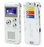 LotFancy 8GB Digital Rechargeable Voice Recorder MP3 Music Player - with Built-In Speaker LCD Display USB Connection