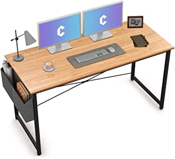 Cubiker Computer Desk 63" Home Office Writing Study Desk, Modern Simple Style Laptop Table with Storage Bag, Natural