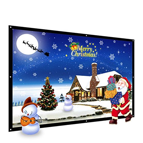 120-Inch Projector Screen, Thustar Outdoor Portable Projector Screen PVC Fabric 16:9 Suitable for HDTV, Sports, Movies and Presentations