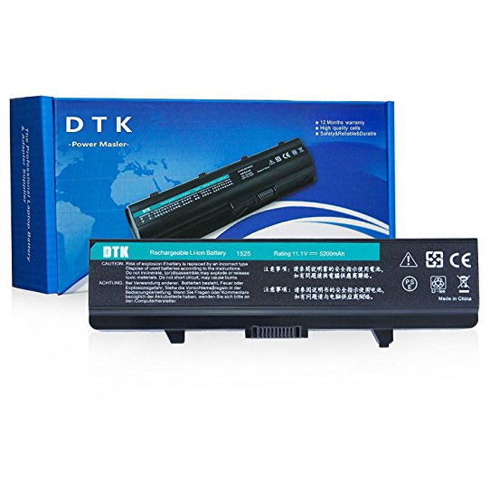 Dtk New High Performance Laptop Battery for Dell Inspiron 1525 1526 1545 1546 1440 1750 Vostro 500 . K450n - 12 Months Warranty [ 6-cell 11.1v 4400mah / 48wh] Notebook Battery