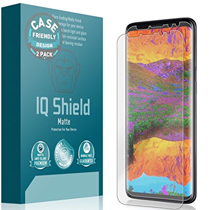 Galaxy S9 Plus Screen Protector [2-Pack], IQ Shield Matte [Case-Friendly] Anti-Glare Screen Protector for Galaxy S9 Plus Bubble-Free Film