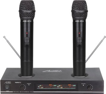 Audio2000s AWM6112 VHF Dual Channel Rechargeable Wireless Microphone