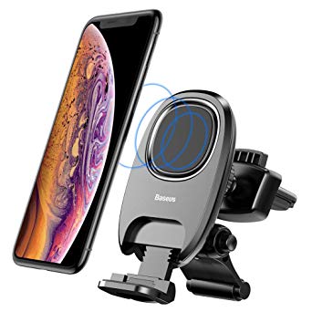 Car Cell Phone Holder Vent, Baseus Cell Phone Holder for Car with Release Button & Support Deck, 360°Rotation Magnetic Car Mount for iPhone X/8/8Plus/7/7Plus/6s/6P/5S, Samsung Galaxy S9, S8, S7, S6, e