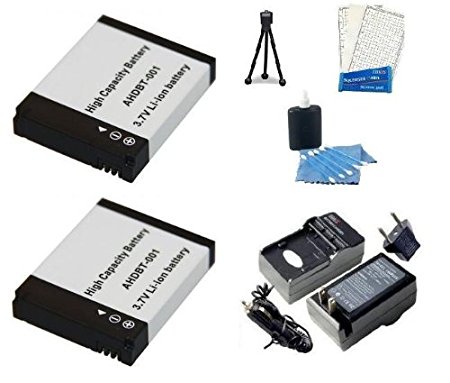 GoPro HD HERO2: Outdoor Edition High Capacity Battery Kit Contains two 3.7V LONG LIFE 1600 mAh Batteries   AC/DC Battery Charger   Mini Tripod   LCD Screen Protectors   Camera Cleaning Kit