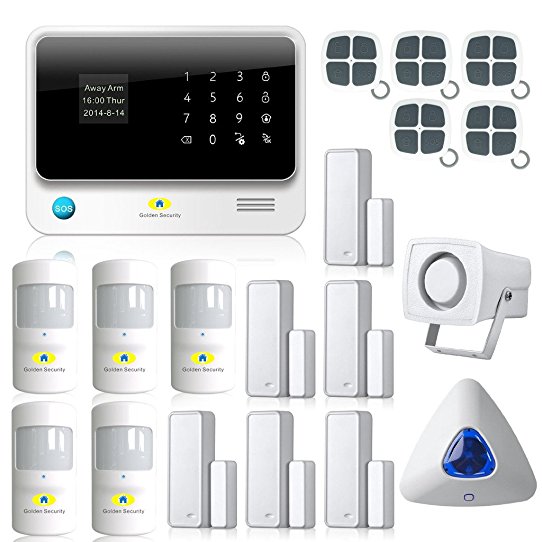 Golden Security Touch Screen Keypad LCD Display Wifi GSM IOS Android APP Wireless Home Burglar Security Alarm System Kit   1pcs Indoor Wireless Alarm Siren