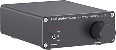 Fosi Audio V1.0B 2 Channel Amplifier Stereo Audio Amp Mini Hi-Fi Class D Integrated TPA3116 Amp for Home Speakers 50W x 2, with 19V 4.74A Power Supply