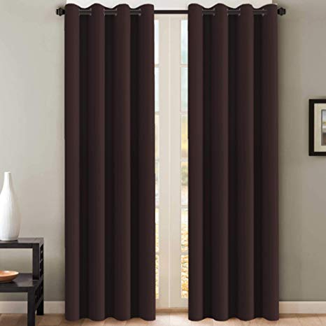 H.VERSAILTEX Blackout Room Darkening Curtains Window Panel Drapes - (Chocolate Brown Color) - 2 Panels - 52 inch Wide by 84 inch Long Solid Pattern, Grommet Top