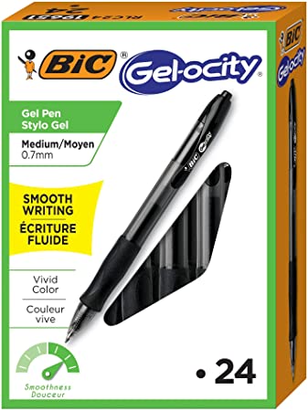 BIC Gel-ocity Original Retractable Gel Pen, Medium Point (0.7 mm), Black, 24-Count - New