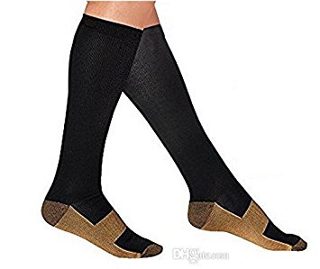 Copper Compression Socks Travel Knee High Varicose Veins Stocking (Large/X-Large)