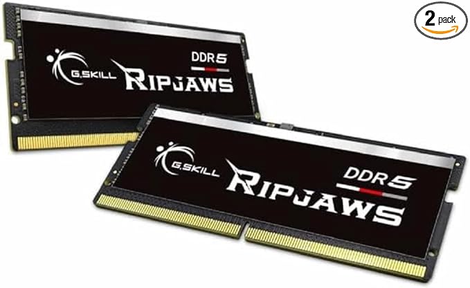 G.SKILL Ripjaws DDR5 SO-DIMM Series DDR5 RAM 32GB (2x16GB) 5600MT/s CL46-45-45-89 1.10V Unbuffered Non-ECC Notebook/Laptop Memory SODIMM (F5-5600S4645A16GX2-RS)