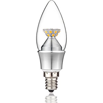 KINDEEP Dimmable E12 Candelabra LED Bulb wiht Clear Glass, 40W Equivalent, Candle Shape, Warm White 2700K, 1-Pack