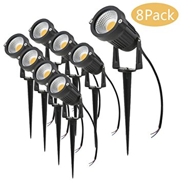 5W COB LED Landscape Lighting Waterproof Decorative Garden Path Lights Outdoor Spotlight Lawn Lamp 500LM Super Bright Warm White for Yard Wall Trees Flag with Spike Stand (8)