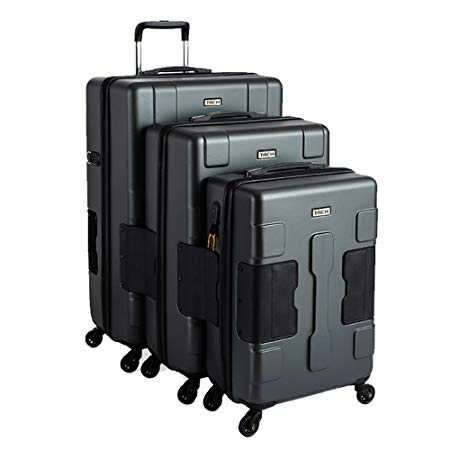 TACH TUFF 3-Piece Hardcase Connectable Luggage & Carryon Travel Bag Set | Rolling Suitcase with Patented Built-In Connecting System | Easily Link & Carry 9 Bags At Once | TSA-Approved Lock (grey)