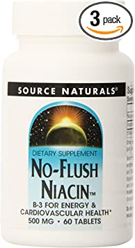 Source Naturals No-Flush Niacin, 500mg, 60 Tablets (Pack of 3)