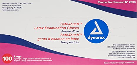 Safe-Touch Powder-Free Latex Exam Gloves, Non-Sterile, Large, Box of 100