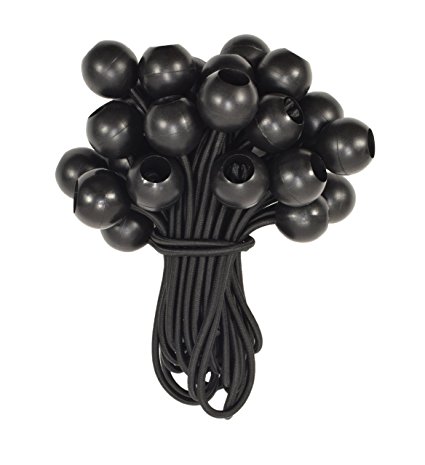 25 Pack | HTB-6057 6 inch Long Black Ball Bungee Cords