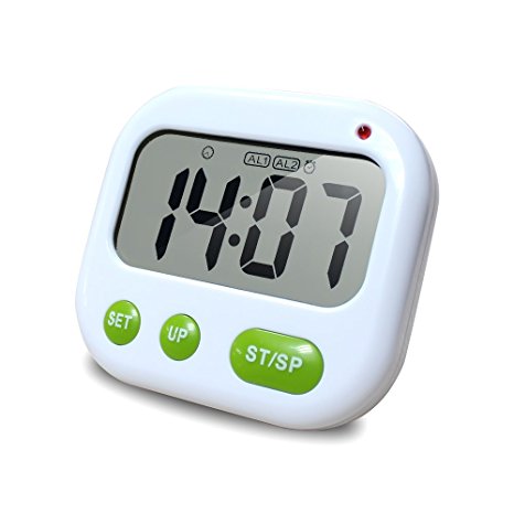 Kitchen Timer,XREXS Vibrating Alarm Clock with Large Backlit LCD Display, Count Down Up Pocket Stopwatch / Timer for Sleeping / Calculation / Cooking / Nursing / Lab / Meeting (Battery Included)