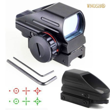WNOSH Holographic Red and Green Dot Laser Pointer Sighting Scope Tactical Reflex Sight Optic With 3 Different Reticles Weaver Picatinny Rail Base Mount Shock Fog Proof Water Resistant