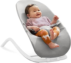 Munchkin 2-in-1 Spring Baby Bouncer Rocker - Gentle Baby Swing from Birth to 9kg (20lb). Baby Rocker with 3 Recline Positions, Lightweight Baby Bouncer Chair, Folds Flat for Easy Storage & Travel