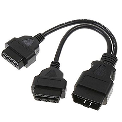 OBD2 Splitter 30cm Foseal™ Extension Cable 16pin Male to Dual Female Y Cable Black