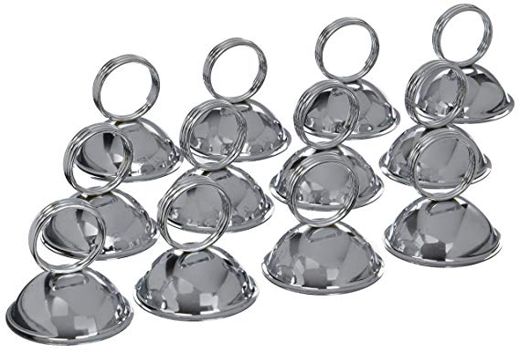 New Star Foodservice 23367 Split-Ring Style Place Card/Table Number Holder, 2.5 x 2.33 Inch, Silver, Set of 12