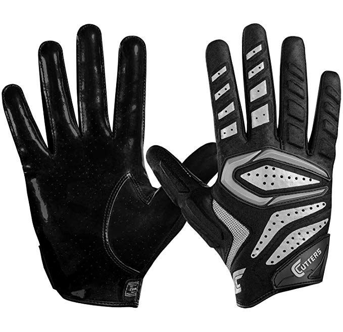 Cutters Gamer Padded Receiver Football Gloves, EXTRA GRIP, Youth & Adult sizes