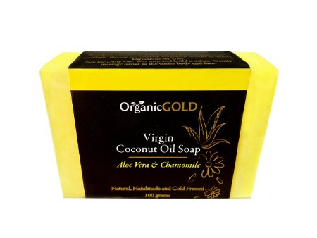 Organic Coconut Oil Soap with ALOE VERA and CHAMOMILE Is the Best Natural Cleanser and Deep Moisturizer for Face and Body - Soothes Blemishes Wounds and Sunburn - for Healthy and Beautiful Skin