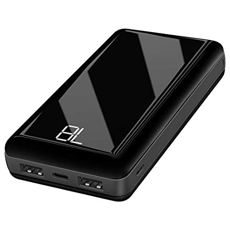 Portable Power Bank X-DRAGON 25000mAh Ultra Portable Charger Dual Input(USB-C & Micro) External Battery Charger with Mirror Surface, Digital Power Display for iPhone, iPad, Samsung and More