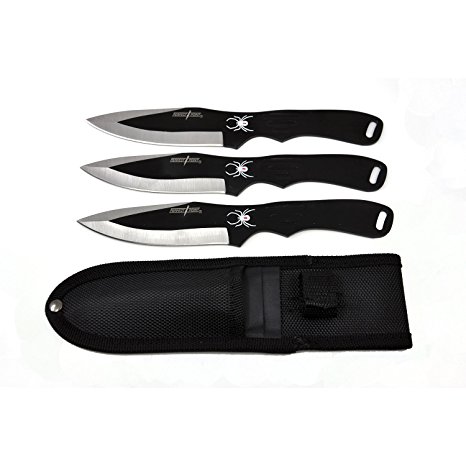 Perfect Point RC-179 Series Throwing Knife Set with Three Knives, Steel Handles, 8-Inch Overall