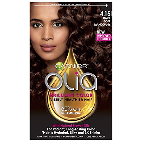 Garnier Olia Oil Powered Permanent Hair Color, 4.15 Dark Soft Mahogany (Packaging May Vary)