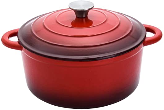 Hamilton Beach HAR101 Hamilton Beach Round Dutch Oven Pot, Cast Iron, Medium, Red