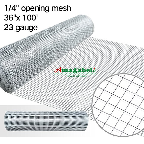 36inch Hardware Cloth 100 ft 1/4 Mesh Galvanized Welded Wire 23 gauge Metal Roll Vegetables Garden Rabbit Fencing Snake Fence for Chicken Run Critters Gopher Racoons Opossum Rehab Cage Wire Window