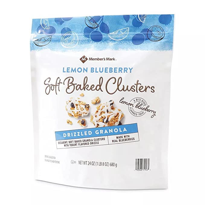 Member's Mark Lemon Blueberry Drizzled Granola Clusters (24 Ounce), 1.5 Pound (Pack of 1)