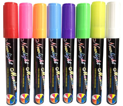 SPECIAL PRICING - Attmu Chalk Markers Liquid Chalk Marker Pens Fluorescent Markers Highlighters Reversible Tip Markers 4mm Regular Tip Set of 8 8 Colors