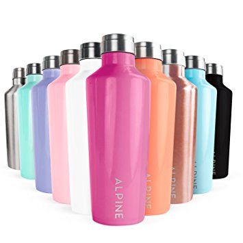 Alpine Double Wall Insulated Tumbler Water Bottle & Thermos - Heavy Duty Stainless Steel- 16.9 oz