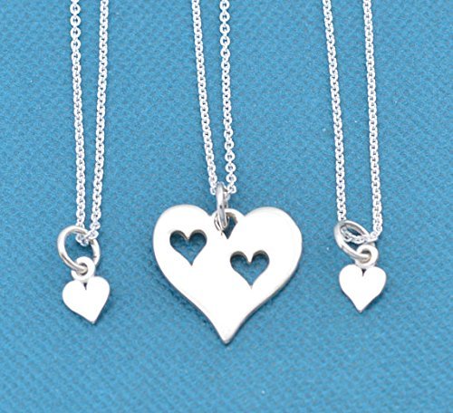 Mother Daughter Necklace Set. Cut out heart necklace set. Sterling silver necklace sets. Heart necklace set. Mother Daughter.