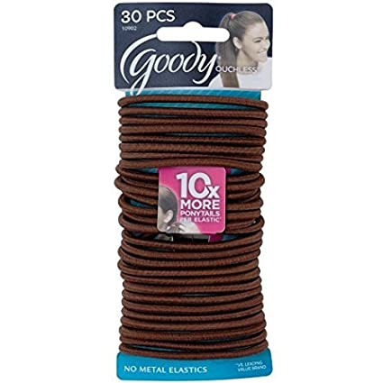 Goody Ouchless No Metal Elastics 4mm Chocolate Cake 30 Per Pack (total 90 count)