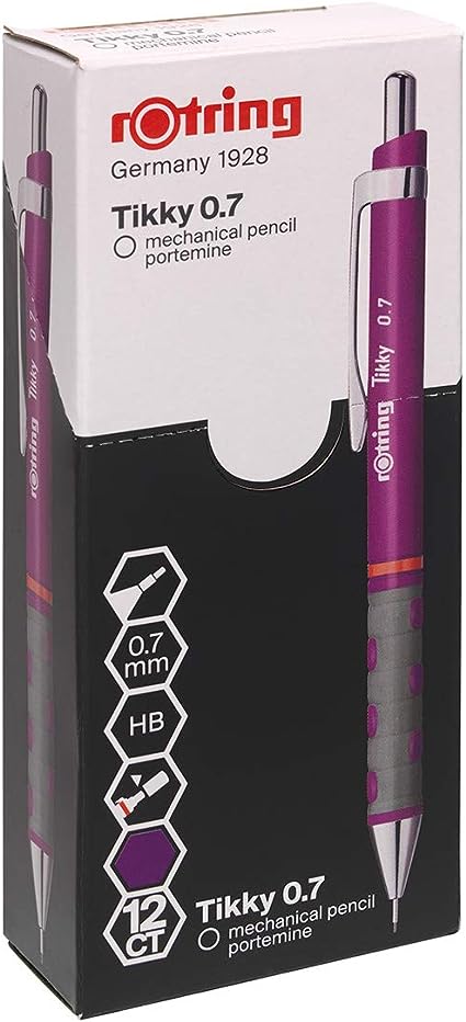 rOtring 2007254 0.7 mm HB Tikky Mechanical Pencil - Purple (Pack of 12)