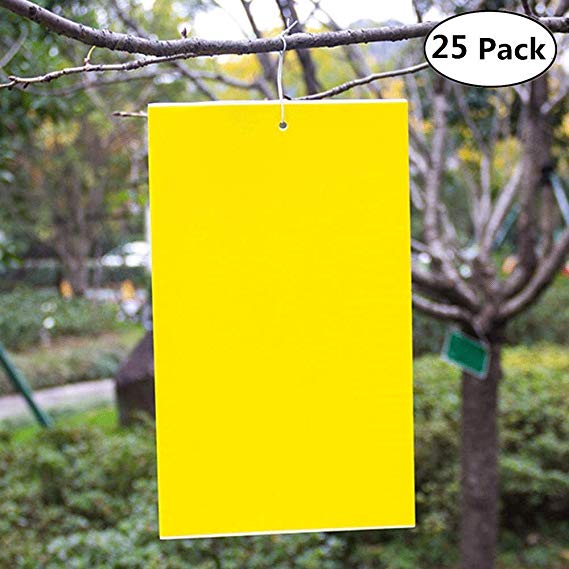 Wemaker Outdoor Waterproof Traps, 25-Pack Dual-Sided Yellow Sticky Sheets - 6x8 Inches, Twist Ties Included