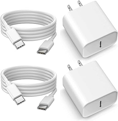 2 Pack Type C Charger and Cable, 20W PD USB C Wall Charger Super Fast Charging Block & 6ft Android Phone Charger Cable for Samsung Galaxy S23 S22 S21 S20 Plus Ultra, Note 20 10 9