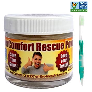 Dental Rescue Combo - SuperComfort Rescue Tooth Powder & Flossing Toothbrush - Helps to Reduce Gum Disease, Helps Gum Recession, Helps to Remove Plaque, Helps with Gingivitis, Helps Bleeding Gums