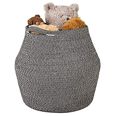 Goodpick Cotton Rope Storage Basket Woven Baby Laundry Basket for Storage, Plant Pot, Beach Bag, and Kids' Toys Home Decor Blanket Basket Planter Basket,16.1'' × 14.9 ''× 11.8''