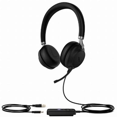 Yealink UH38 Dual Wired (Type C) and Bluetooth v5.1 Dual Headset with Microphone, Dual Noise-canceling Microphones, Microsoft Teams Certified, Active Noice Cancellation (UH 38 Dual Type C)